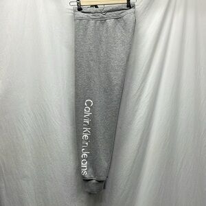 Calvin Klein Jeans Women's Gray Logo Full Length Drawstring Joggers